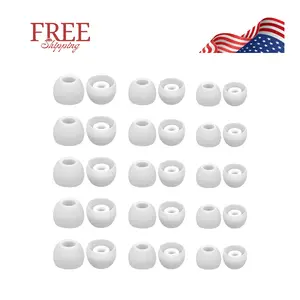 15 Pairs Silicone Ear Bud Replacement Pieces, White