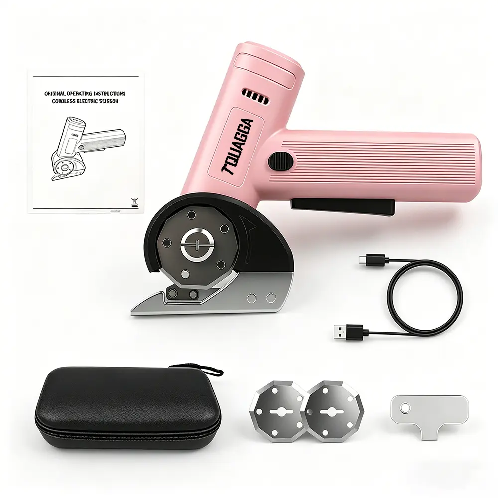 Cordless Electric Scissors with 2 Blades, Cardboard Cutter, Rechargeable Heavy Duty Cutter with Safety Lock, LED Light, Powerful Cutting for Cardboard Box, Plastic, Leather