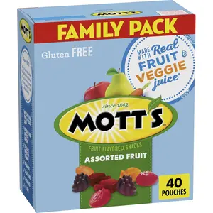 Mott's Fruit Flavored Snacks, Assorted Fruit, Family Pack, Gluten Free, 40 ct