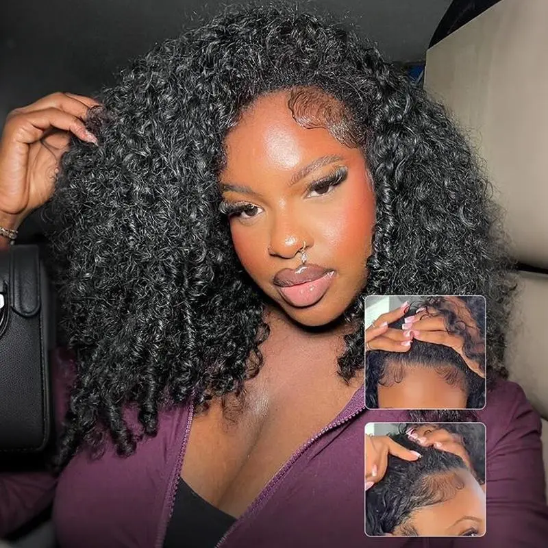 [Half Wig] Alipearl Hair Burmese Curly Half Wig Invisible Hairline Glueless Wig Human Hair No Lace Seamless Flip Over Wig