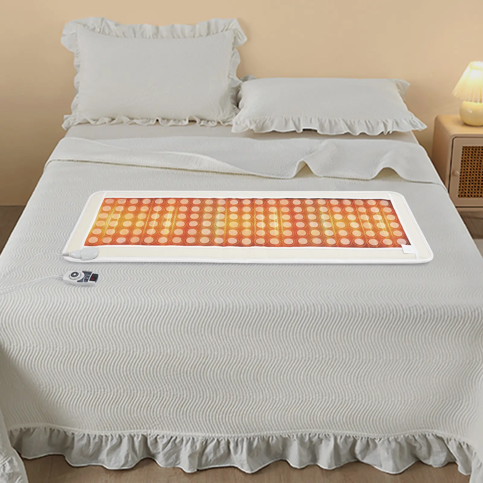 Far Infrared Heating Pad, Large 59" x 20" Thermal Jade Mat for Back Pain Relief, Adjustable Electric Polyester Pad, Corded Sleep Aid, Relaxing, Large Size, Whole Body, Jade & Pu, One Piece, Single Unit