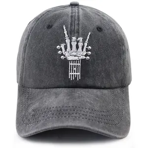 Guitar Gifts for Men Women, Funny Skeleton Hand Guitar Accessories Hat, Cotton Skull Decor Music Baseball Cap, Birthday Gifts for Guitarists Musicians