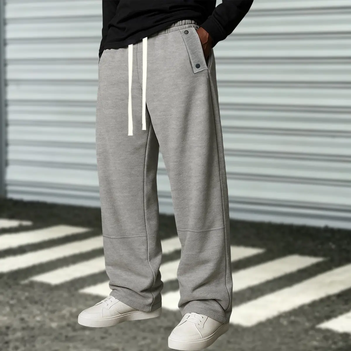 Men’s Casual Athletic Sweatpants - Solid Color, Elastic Drawstring Waist, Full-Length, Suitable for Everyday Wear, Sports/Fitness, Men’s Bottoms, Menswear, Men's Sweatpants