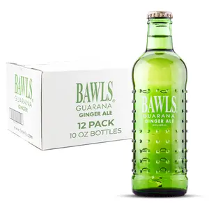 BAWLS Guarana Ginger Ale, BAWLS Guarana Drink, Guarana Soda, Guarana Fueled Soda for Energy, High Energy Caffeinated Drink, 10oz 12 Pack Glass Bottles Beverage