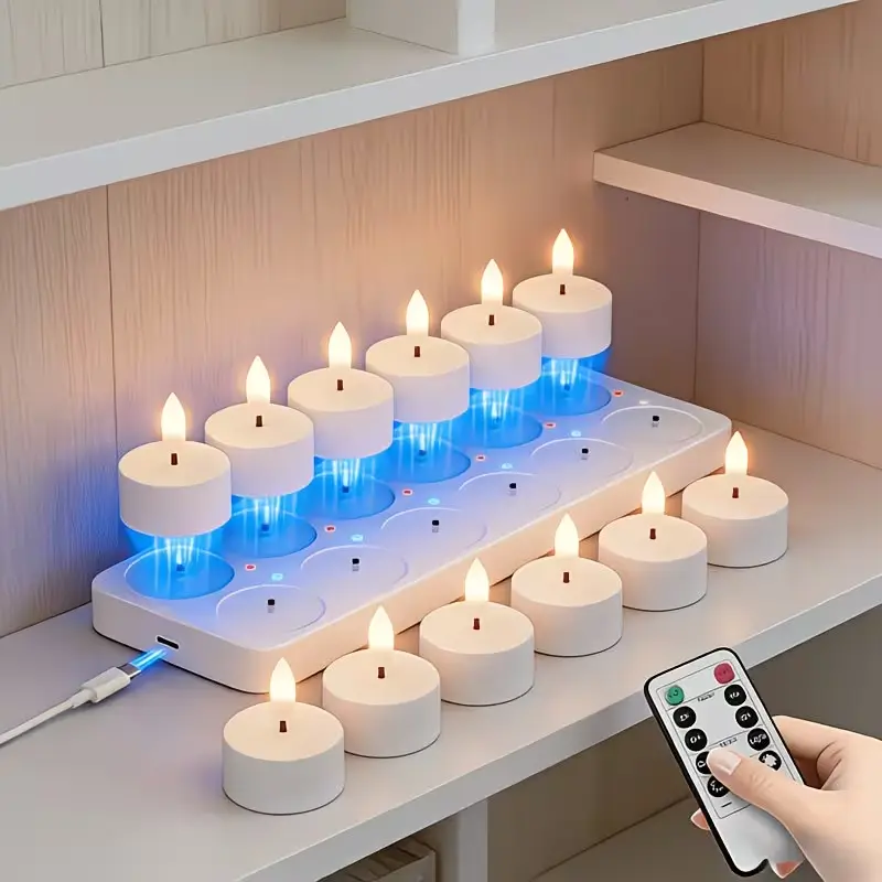 Rechargeable LED Flameless Candles (6/12PCS) - Multi-Bulb Smart Eco-Friendly Lights with Remote Control, Timer Controls, Cozy Glow, for Indoor Party, Home Lighting