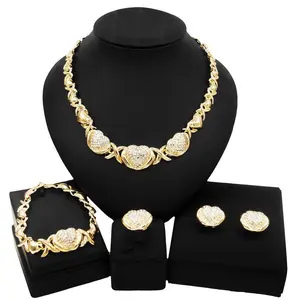 HUGS & KISSES XO Heart Motif Gold-Plated Earrings Set, Gold Costume Jewelry Set #107, Gold Jewelry Sets