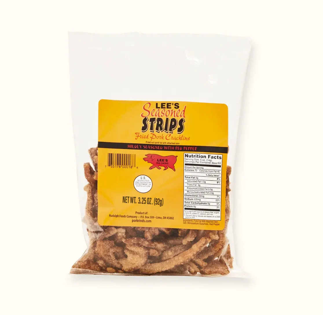 Red Pepper Pork Cracklin Strips Red Pepper Pork Cracklin Strips