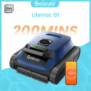 (2026 New) Gosvor Pool Vacuum LiteVac G1, Wall & Waterline & Platform Cleaning, Pool Vacuum, 15.2 lbs Ultra-Lightweight, Up to 200-Min Runtime, Double Filtration, Smart Navigation & App, For Pools up to 2153 sq.ft