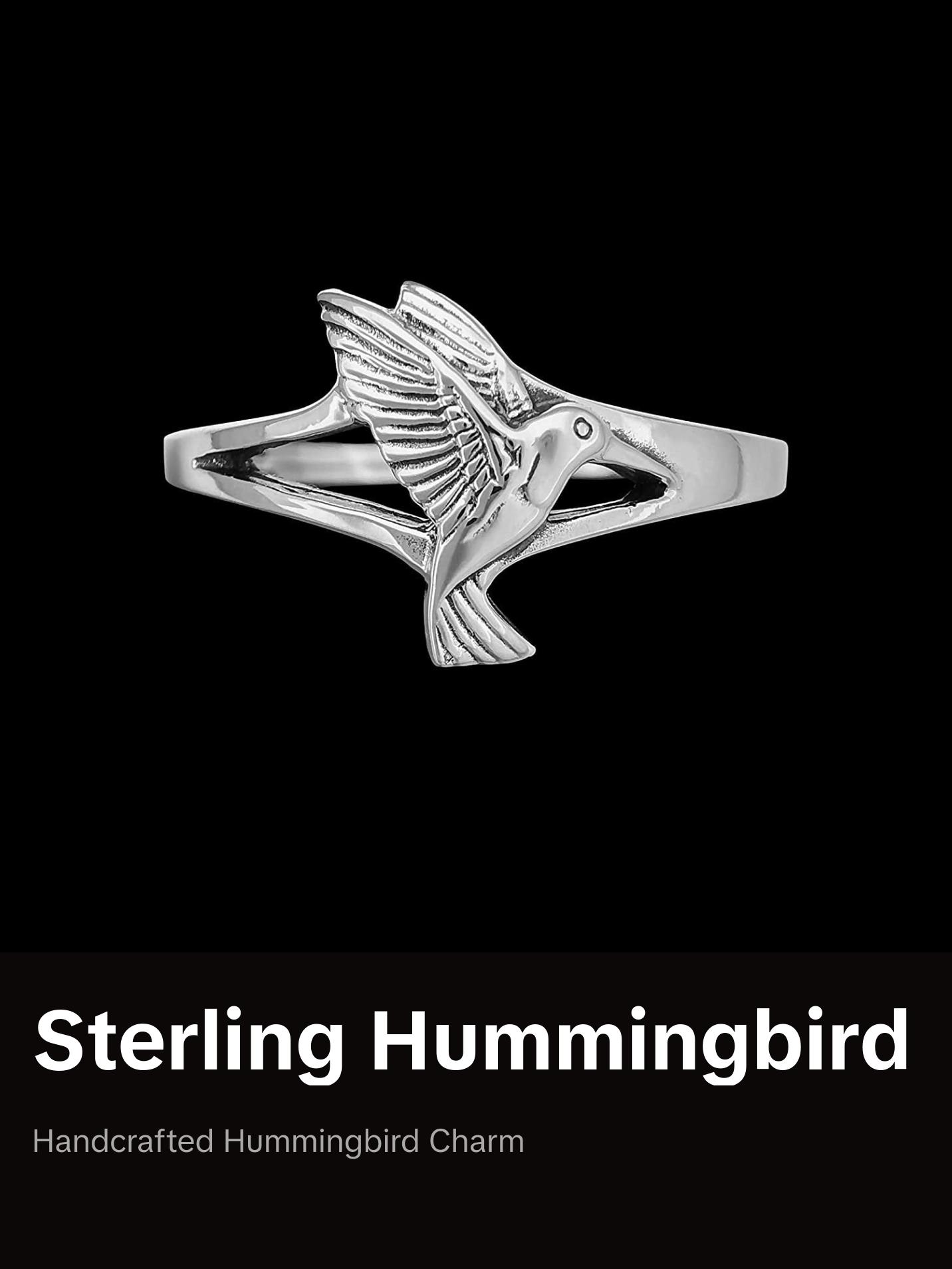 Hummingbird Ring, 925 Sterling Silver Ring, Native American Handmade Jewelry, Bird Ring, Hummingbirds, Good Luck Ring