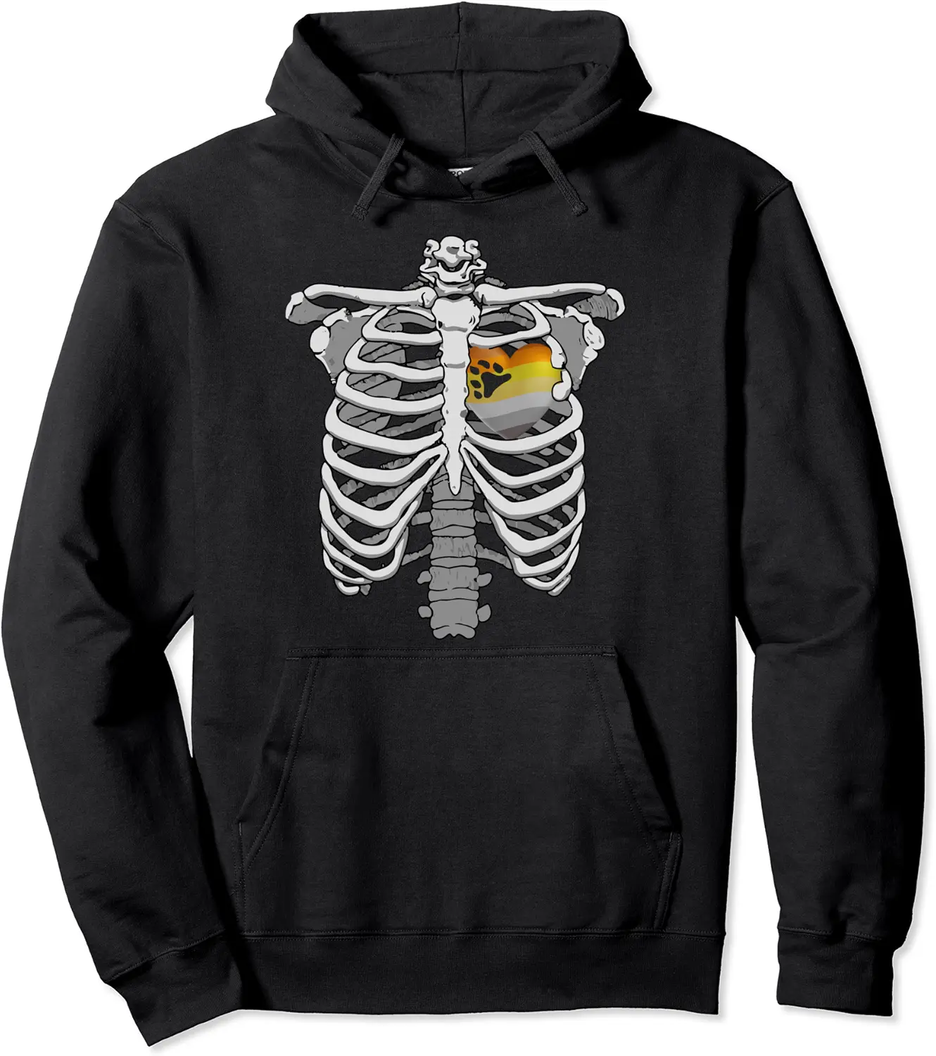 Heart Ribcage Proud Hairy Man Gift for LGBT Bear Pride Flag Pullover Hoodie - Bernadetab Shop 30B08H73VZKT