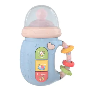 Baby Electric Soothing Bottle Toy Chewable Teething Rattle Bilingual Early Education Story Machine Interactive Flashing Music