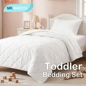 [Memorial Day Sale]NTBAY 4-Piece Toddler Bedding Set – Soft & Breathable Kids Comforter, Fitted Sheet, Flat Sheet & Pillowcase