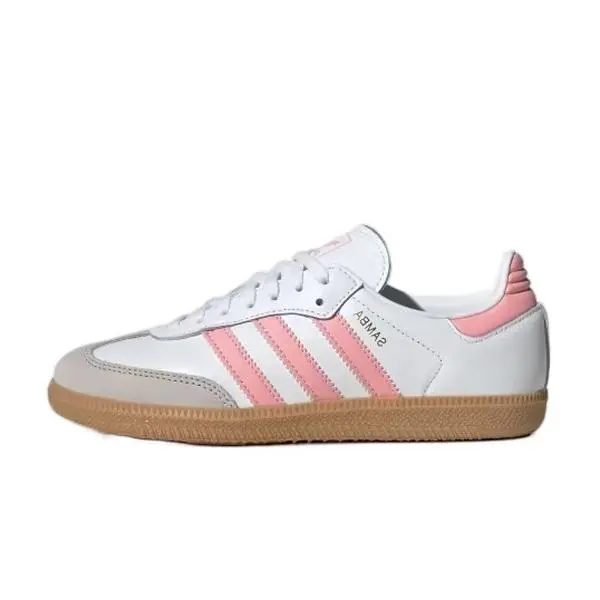 Adidas Samba OG White Coral Pink Women’s-Youth Sports Sneakers, Casual Daily Fashion Footwear, Comfortable Walking Athletic Shoes, Athletic Everyday Sneaker, Casual Athletic Trainers