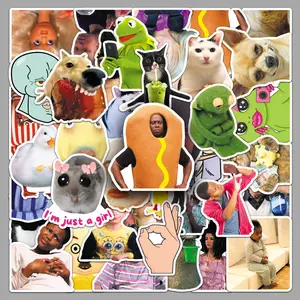 50-Piece Funny Meme Vinyl Stickers - Waterproof, Fade-Proof, Removable - Car Decal, Graphic Phone Stickers for Water Bottles, Laptops - Ideal for Adults