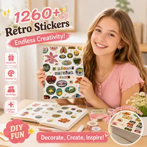 2026 New Girlhood Sticker Book Includes 1260+ Retro-Style Stickers,Cute Illustration Stickers,DIY Scrapbook Supplies,Vintage Girls’ Generation Inspired Stickers,DIY Creative Gifts for Teens