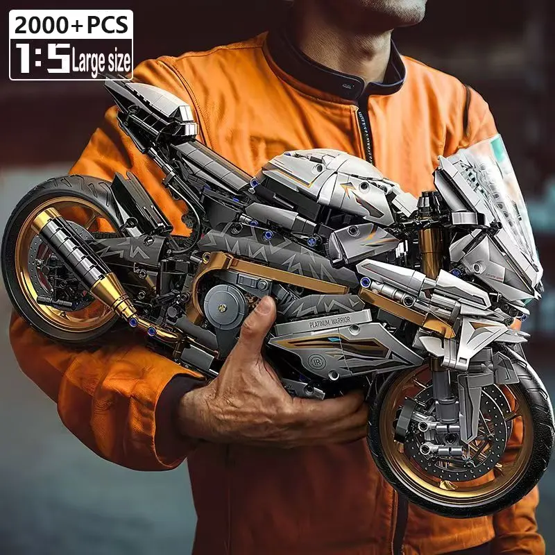 1:5 Scale Large Size Motorcycle Building Set, 2000 Pcs Racing Car Model Kit, Building Blocks Model, Engaging Assembly, Realistic Design, Perfect Gift for Enthusiasts & Adults, Motorcycle Lovers