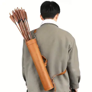 1pc brown quiver-suitable for a variety of arrow shafts-adjustable length-slanted back single shoulder back hanging on the belt-suitable for outdoor archery-archery accessories