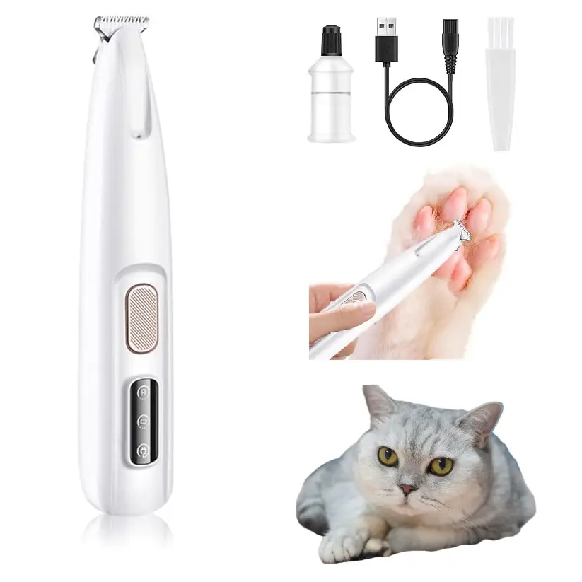 New 2025 Waterproof Rechargeable Pet Paw Trimmer with LED- Low Noise, Multifunctional Grooming Clippers for Dogs and Cats - Perfect for Paws, Eyes, Ea