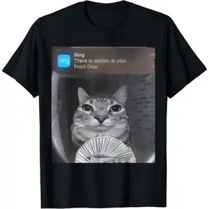 100% Cotton Ring Cat with Motion Meme T-Shirt
