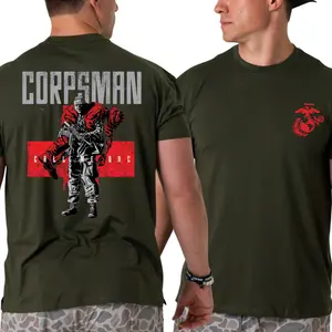 U.S. Navy Corpsman Call Me Doc T-Shirt, Combat Medic Carry Graphic 2 Sides, Eagle Globe Anchor Military Support Tee for Men & Women, Summer Deals, Vacation Outfits