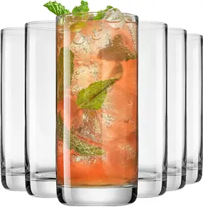 13oz Highball Glasses, 6pc Tall Glass Sets. Lead-Free Crystal Drinking Glasses. Water Glasses, Mojito Glass Cups, Tom Collins Bar Glassware, and Mixed Drink Cocktail Glass Set Drinkware