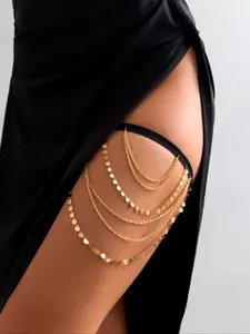 Women's Layered Chain Linked Thigh Belt, Fashion Body Jewelry for Party, Daily Clothing Decor, Trendy All-match & Exquisite Jewelry for Birthday Gift