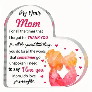 Mom Gifts From Daughters Acrylic Heart Keepsake, Birthday Gift for Mom,Mother'S Day Thank You Mom Plaque Appreciation Quote