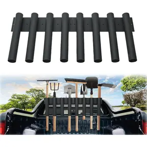 Shovel Holder for Truck Landscape Hand Tool Rack with 8 Holes in 2 Groups Heavy Duty Trailer Tool Rack Truck Bed Tool Box Mount Garden Tool Organizer for Rakes Snow Shovels Hoes