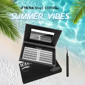 【Hot Style】Cofier No Glue Lash Kit Jelly-Coated Base Self Adhesive Individual Eyelashes Easy Makeup Application with Tweezers 80/100/160 Pcs for Salon-Like Results - Cosmetic #Summervibes