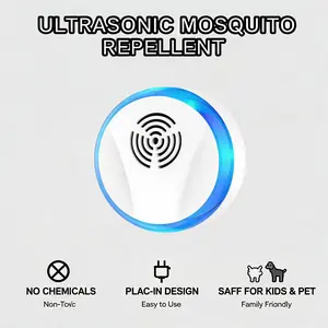 Ultrasonic Mosquito Repellent Plug In, Electronic Pest Control Repeller for Mosquito, Insect, Bug, Indoor Home Bedroom Living Room Use