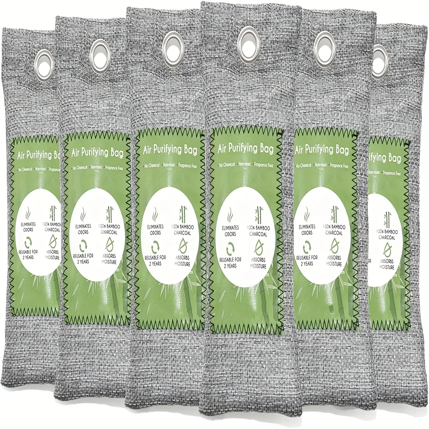 Vitscan 50g Activated Bamboo Charcoal Air Purifying Bag - Odor Eliminator, Moisture Absorbent, Unscented, Non-Toxic, No Chemical Air Freshener for Cars, Shoes