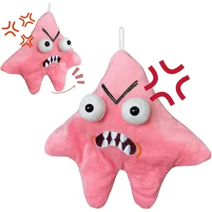 Grumpy Starfish,Pink Kicking Starfish Plush Pendant, Funny Spoofing Toy for Backpacks, Interactive Doll Ornament,Cute Schoolbag Pendant, Keychain, Suitable for Christmas, Halloween, Birthday Gifts-