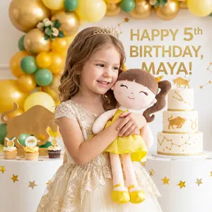 Zodiac Princess Doll 16 Inch Soft Plush Zodiac Gift for Girls – Handmade Leo Zodiac Doll with Lucky Gold Details, Birthday Gift, Valentine’s Day Gift, Christmas Gift, Horoscope Toy for Kids