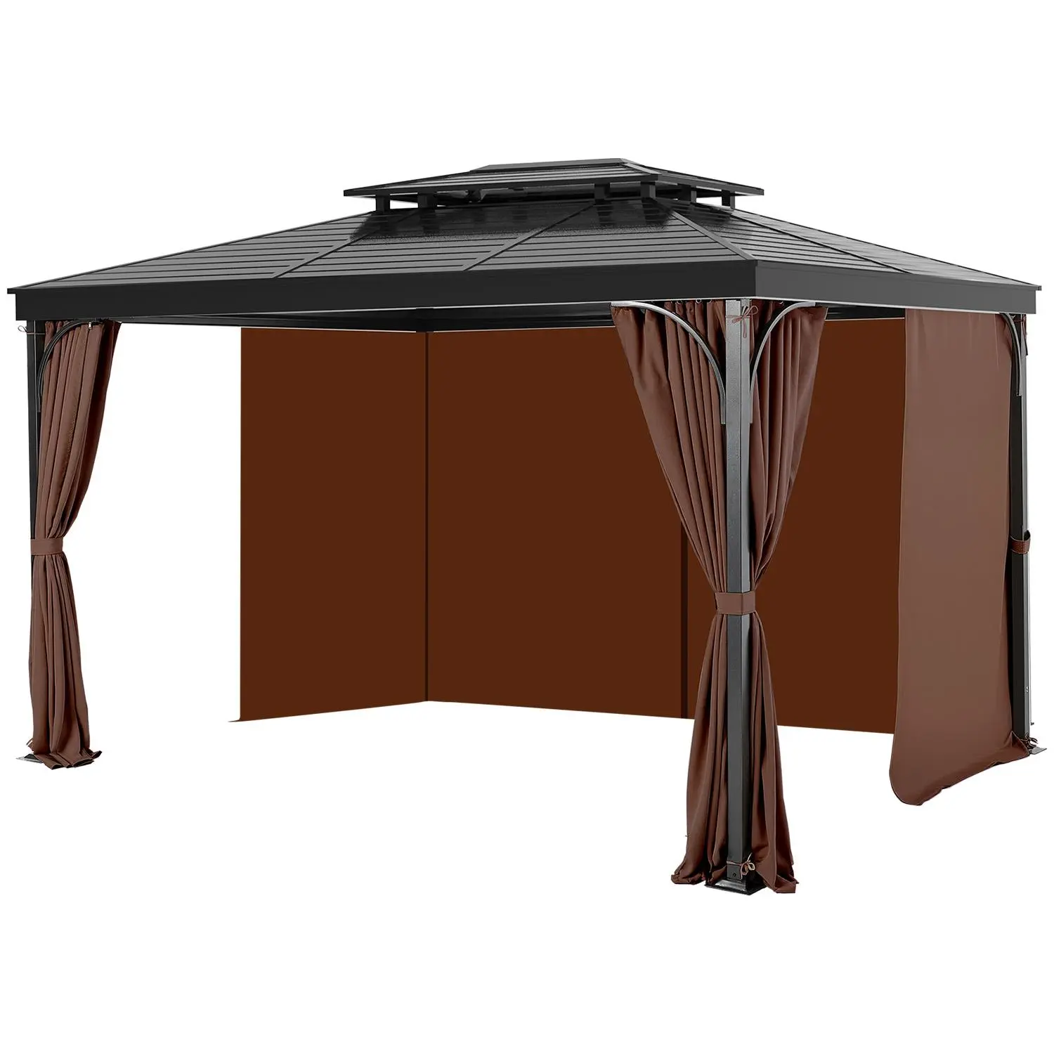 VEVOR Gazebo Curtains Outdoor, Fit Most 10' x 10' x 6.9' Gazebos, 4-Panel Sidewall Gazebo Privacy Curtains with Zippers, Outdoor Curtain Replacement for Patio Canopy, Only Curtain, Coffee