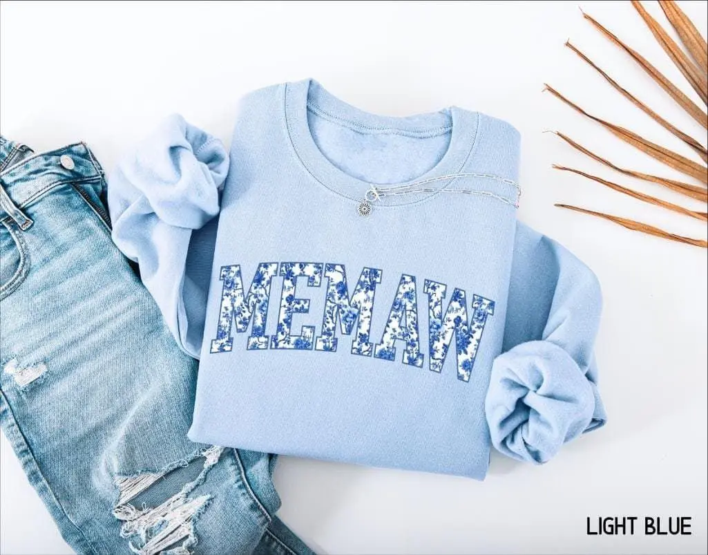 Toile Memaw Sweatshirt, Memaw Floral Sweatshirt, Memaw Crewneck Pullover, Gifts for Mothers Day, Christmas Gift For Memaw