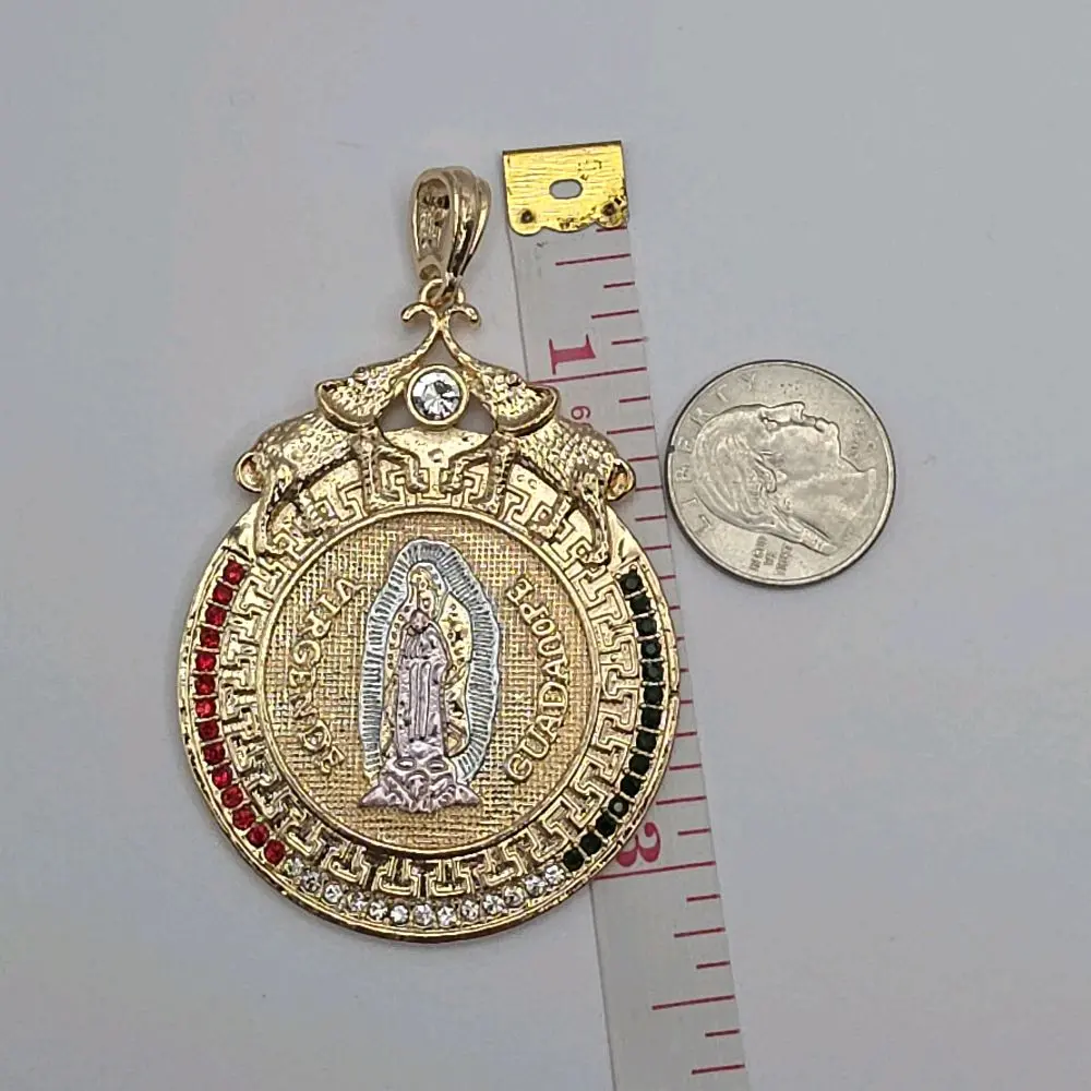 VIRGIN MARY religious pendant colors stone's gold-plated 3x3 big pendant no chain