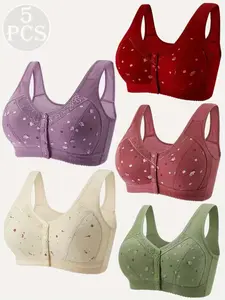 Women's Lace Floral Wireless Elegant Bra Set, Comfortable Breathable Push-Up Bras, Medium Support, Full Coverage, All Seasons, Easy Closure