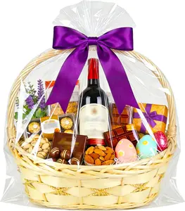 Extra Large Cellophane Bags,35x47 Inch Big Clear Basket Bags 10 Pcs Jumbo Cellophane/Cello Wrap for Gift Baskets
