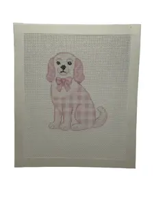 Pink Staffordshire Dog Needlepoint Canvas