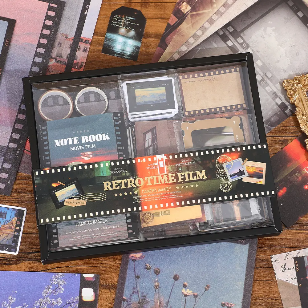Vintage Movie Journaling Scrapbooking Kit Set - Scrapbook Supplies with Patterned Paper, Stickers, Tapes, Embellishments, Colorful Paper Craft Kits for Crafting Fun, Creative Gift Idea (Toys & Hobbies, DIY, Scrapbooking & Stamping), Retro Film