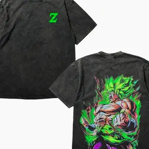 Legendary Super Saiyan Broly Anime T-Shirt - Vintage Washed Heavyweight Cotton Tee, DB Super Graphic Streetwear, Retro Oversized Saiyan Shirt for Men & Women