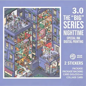 [Late night] 3D Scene Sticker  DIY Cute Cartoon Creative Stickers for Scrapbooking Making DIY Decorative Stickers for Crafting