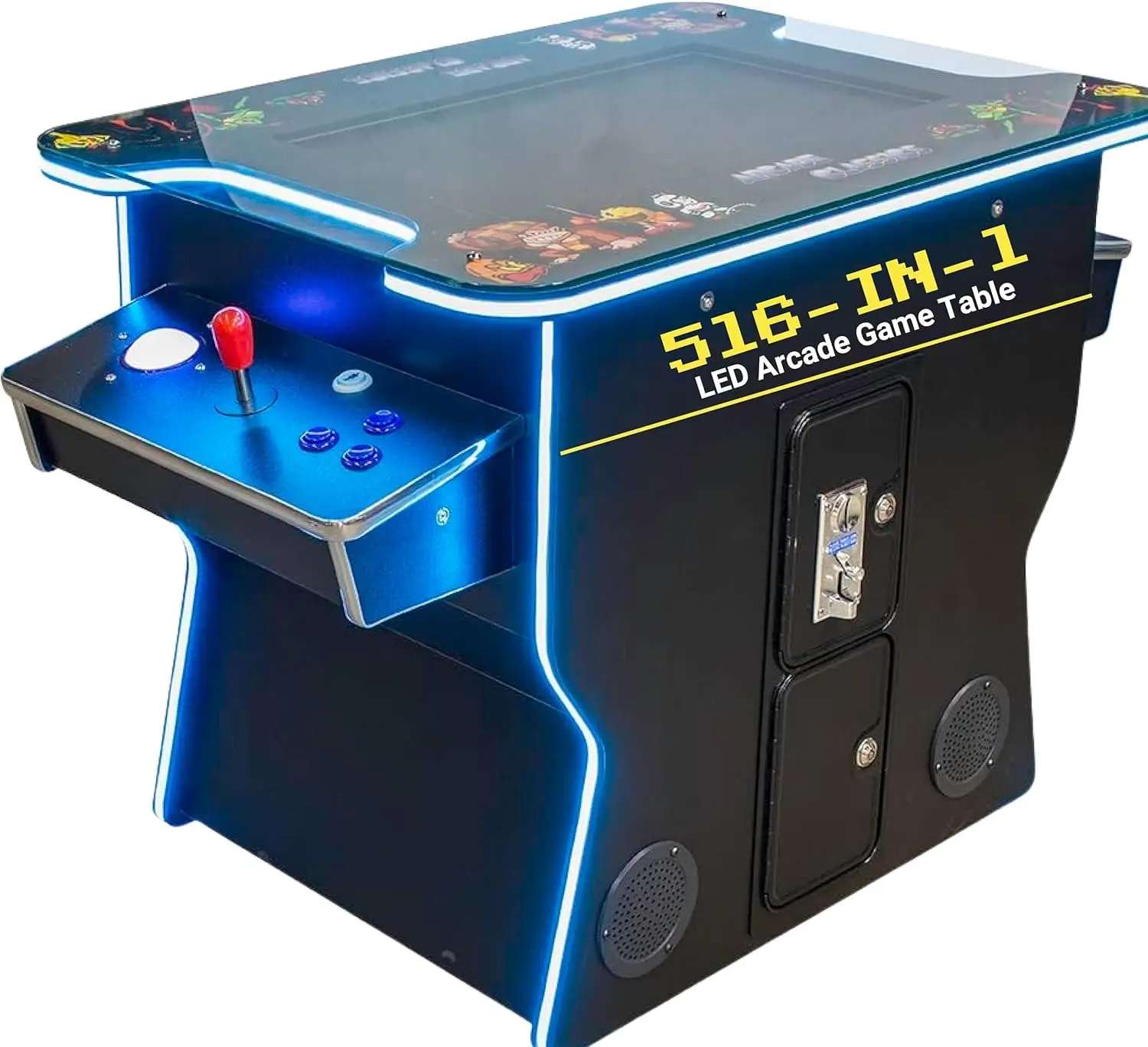 West State Gamerooms Cocktail Arcade Machine – 2 Player Retro Arcade Table with 516 Games – 26" LCD Screen, Track Ball, LED Lights, Chrome Bar Stools – Pre-Assembled Coin/Free Play Cabinet