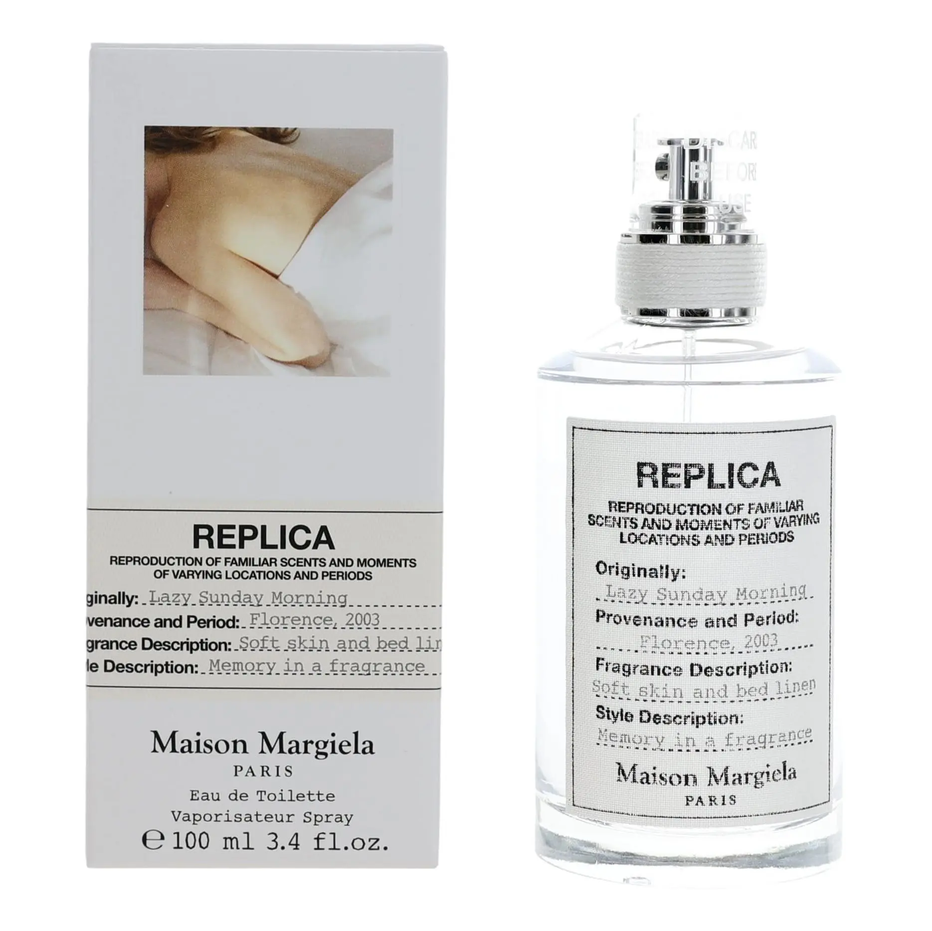 Unisex Fragrance Replica Lazy Sunday Morning by Maison Margiela - 3.4oz EDT Spray, Pear & Linen Scent, Launched in 2013, Captures Sleeping In, Soft Skin and Bed Linen Vibes, Single Bottle, Spray On Skin