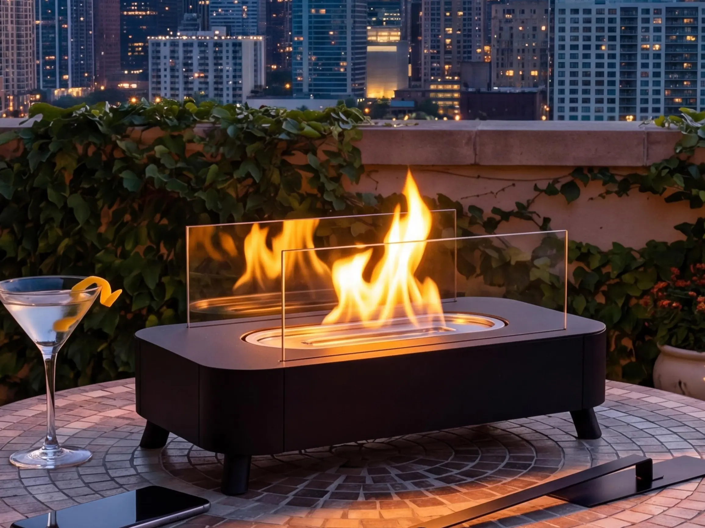 Tabletop Fire Pit - Portable Ventless Mini Fireplace Indoor Outdoor, Smokeless Table Top Firepit Bowl S'mores Maker, Cozy Aesthetic Room Decor, Christmas Holiday Gift Ideas, Housewarming Birthday Gifts for Men Women Mom Dad, Apartment Friendly Patio Large
