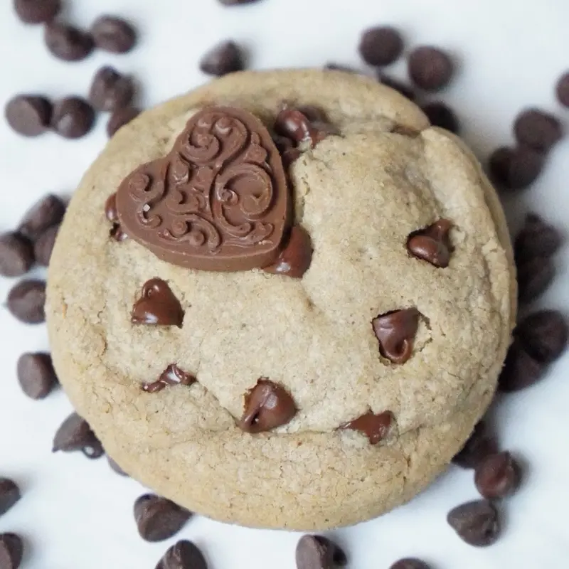 Tasteful: Brown Butter Chocolate Chip Cookie with Heart-Shaped Accent - Soft Chewy Inside & Golden Crisp Edge - Perfect Gift or Indulgence