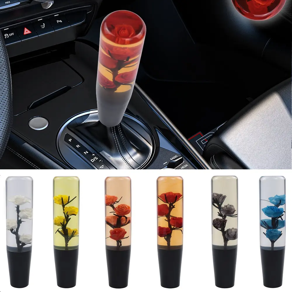 Brand New JDM 200mm Clear Flowers Manual Gear Stick Shift Knob Lever Shifter