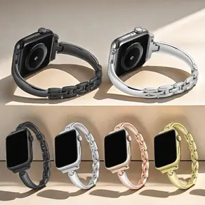 Luxury Thin Design Apple Watch Band "T-Shape Slim Waist" Metal Band，Fits S9/5/6/7/8/SE, Elevate Your Wrist Style vibe Premium High-end Exquisite  Refined Curated Metallic Texture,Replacement Wristband, Band for Apple Watch