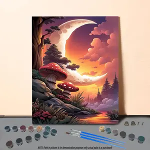 Mushroom Pattern DIY Painting By Numbers Kit, 1 Set DIY Paint By Numbers Kit, Wall Art Decoration for Home Living Room Bedroom