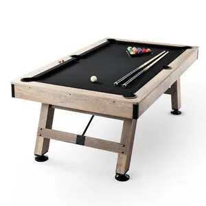 【Summervibes】VEVOR Billiards Table,  , 7 ft Pool Table, Adjust Legs Stable Billiards Table, Pool Table Set Includes Balls, Cues, Chalks and Brush, Wood Color with Black Cloth, Perfect for Family Game Room Kids Adults